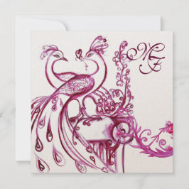 Convites de Casamento LOVE PEACOCKS MONOGRAM Rosa 