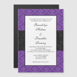 Convites de casamento Magnéticos de Black Damask 