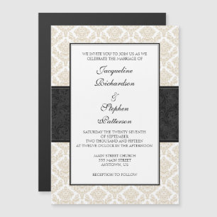 Convites de casamento Magnéticos Tan-Beige Black D