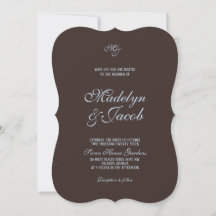 Convites de casamento marrons e azuis