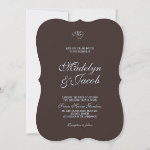 Convites de casamento marrons e azuis