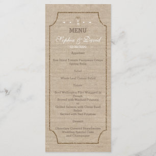 Convites de Casamento Menu de Canvas Mason Jar L