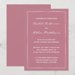 Convites De Casamento Minimalista, Rosa-Rosa, Anti