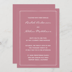 Convites De Casamento Minimalista, Rosa-Rosa, Anti