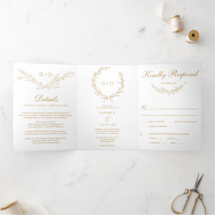 Convites de Casamento Mínimo Monograma Multifunci