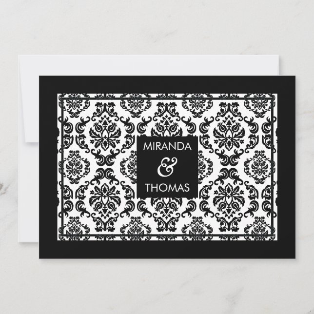 CONVITES DE CASAMENTO MODERNO: cores damask 10 (Frente)