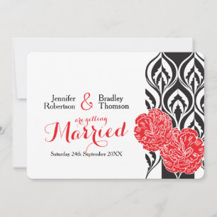 Convites de casamento modernos de craveiro vermelh