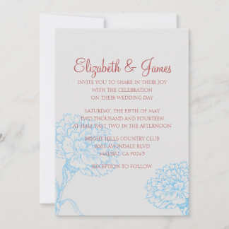 Convites de Casamento Modernos Personalizados Azul