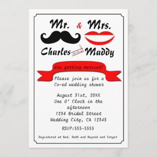 Convites de Casamento Mr. & Mrs. Bigode Antigo