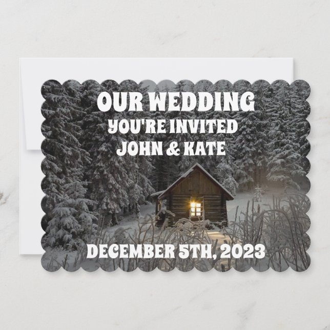 CONVITES DE CASAMENTO NO INVERNO DE CABINA DE LOG  (Frente)