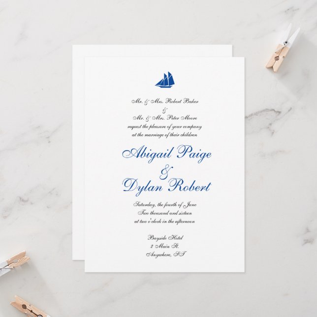 Convites de Casamento "No Mar" (Frente/Verso In Situ)
