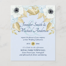 Convites de Casamento Orçamento Navy Bue Anêmona B