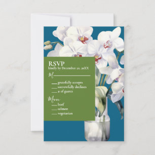 Convites de Casamento Orquídeas Brancas Oceano Azu