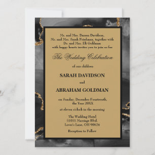 Convites de Casamento Ouro Clássicos para Pais Div