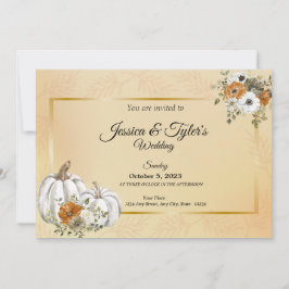 Convites de Casamento Outono Branco Abóbora Ferrug