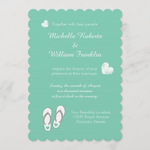 Convites de casamento para a praia do Mint Green H