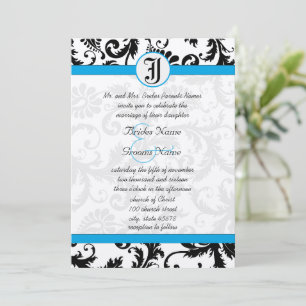 Convites de Casamento para Aquamarine Preto