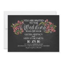 convites de casamento para chalkboard florais rust