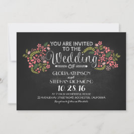 convites de casamento para chalkboard florais rust
