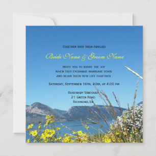 Convites de casamento para flores selvagens e lago