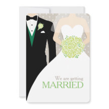 Convites de casamento para noivas e buquês verdes