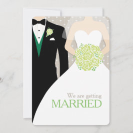 Convites de casamento para noivas e buquês verdes