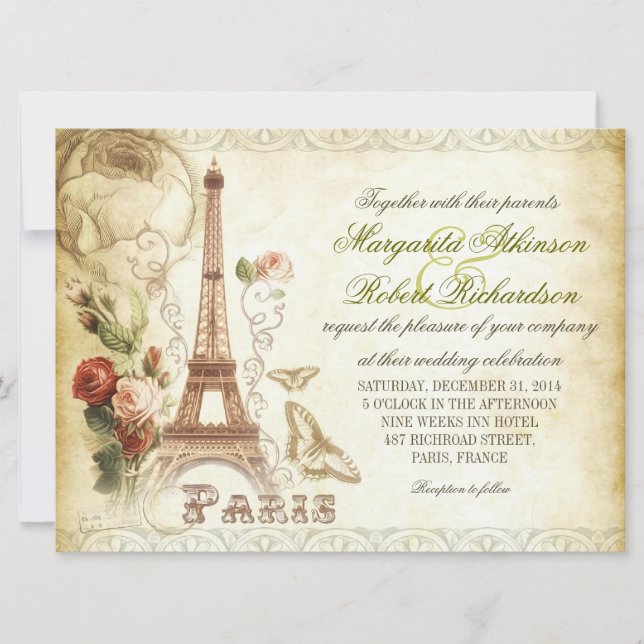 Convites de casamento PARIS (Frente)