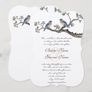 Convites de Casamento Pássaros Azuis Vintage