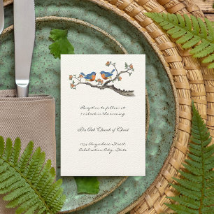 Convites de Casamento Pássaros Azuis Vintage Fofos