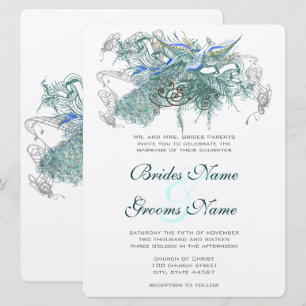 Convites de Casamento Pavão Conto de Fadas