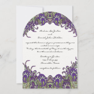 Convites de Casamento Pavão Roxo e Verde