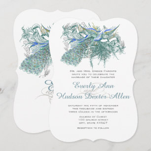 Convites de Casamento Pavão Vintage