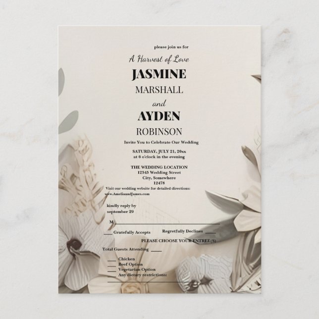 Convites de Casamento Personalizados Elegantes (Frente)