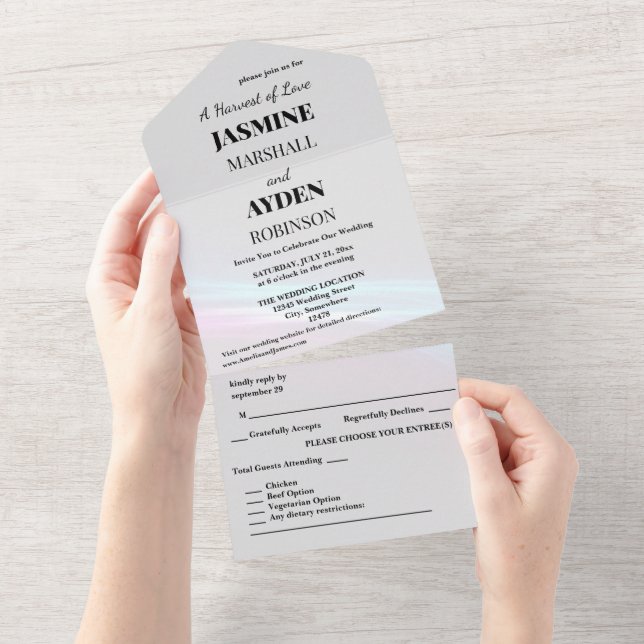 Convites de Casamento Personalizados Elegantes (Aba destacável)