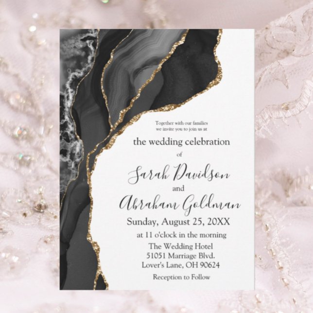 Convites de Casamento Personalizados em Ágata Pret (Criador carregado)