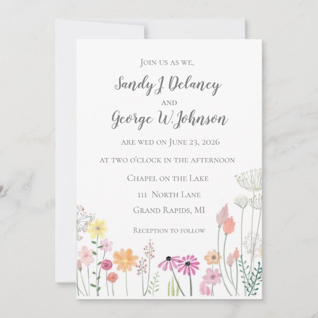 Convites de Casamento Personalizados Flores de Ver (Frente)