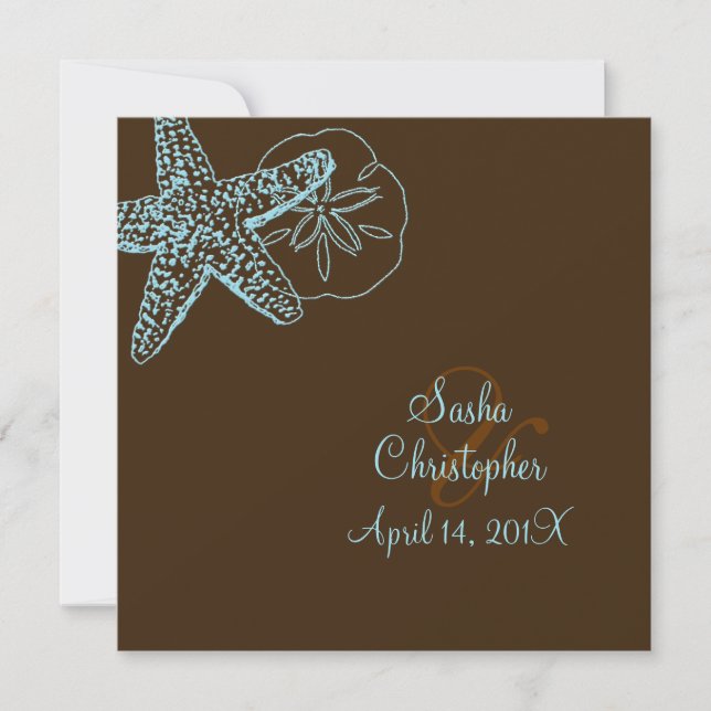 Convites de Casamento PixDezines Starfish/Praia** (Frente)