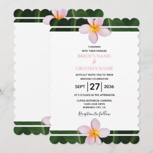 Convites de Casamento Plumeria Frangipani Rosa
