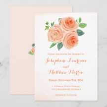 Convites De Casamento Por Aquarela De Rosas De Pês