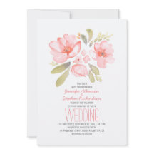 Convites De Casamento Por Aquarela Floral Elegante