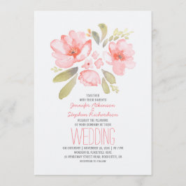 Convites De Casamento Por Aquarela Floral Elegante