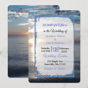 Convites de Casamento Pôr do Sol Ondas do Oceano A