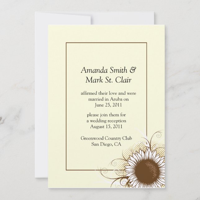 Convites de Casamento Pós-Casamento Girassol (Frente)