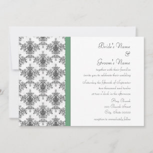 Convites de Casamento Preto Branco Verde Damasco