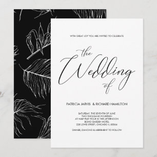 Convites de Casamento Preto e Branco com Letreiro 