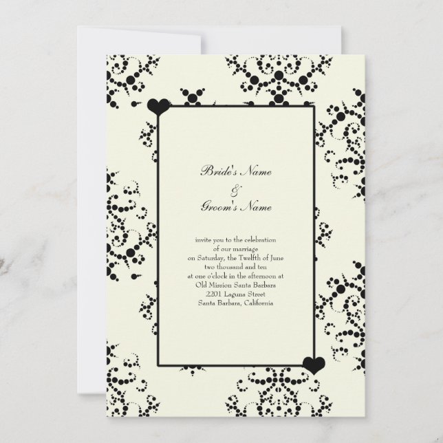 Convites de Casamento Preto e Branco Esmaecido (Frente)