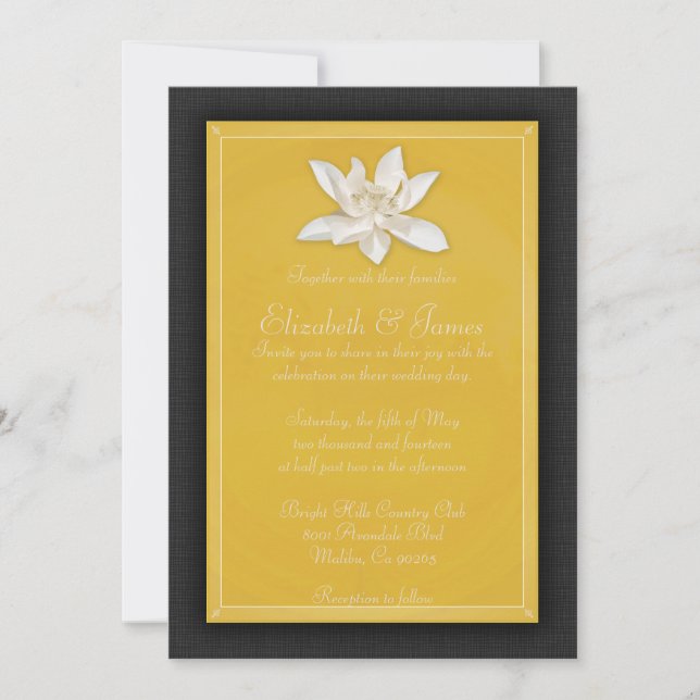 Convites De Casamento Preto E Dourado (Frente)