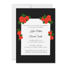 Convites de Casamento Preto e Rosa com RSVP