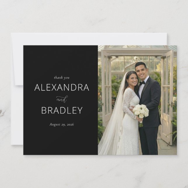 Convites de Casamento Pretos Elegantes (Frente)