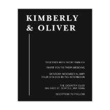 Convites de Casamento Pretos Modernos Econômicos